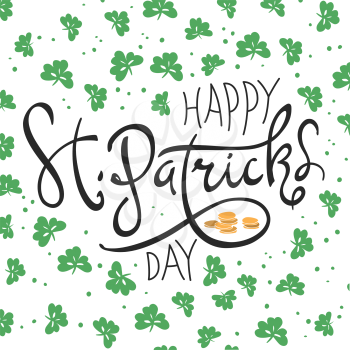 Happy Saint Patrick's Day logotype. Celebration design for March, 17th. Hand drawn lettering typography. Beer festival badge
