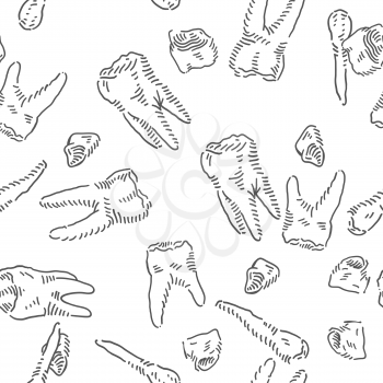 Teeth Seamless vector doodles background. Medical theme seamless pattern.