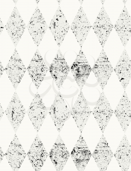 Seamless pattern with old argyle texture.  Vintage background. Rhomb ornament with grunge texture