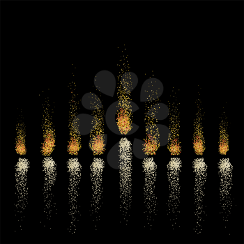 Menorah symbolic illustration with candle lights. Jewish menorah. Festival of lights conceptual image. Golden light. Vector illustration