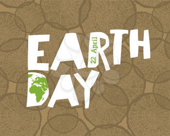 Earth Day Logo, 22 April. Tree rings pattern background. Vector design