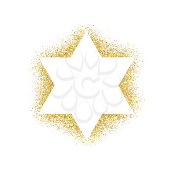 Vector illustration of golden Magen David (star of David). Composed from many golden particles.