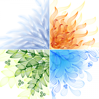 4 elements. Set of four beautiful backgrounds