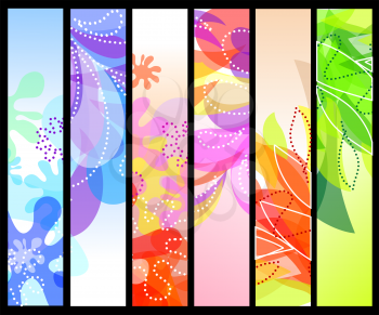Set of six vertical decorative banners backgrounds