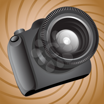 Illustration of photo camera on a brown background
