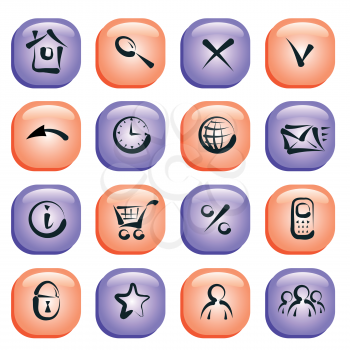 Set of gossy icons for web applications. Vector
