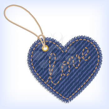Blue jeans heart valentine label