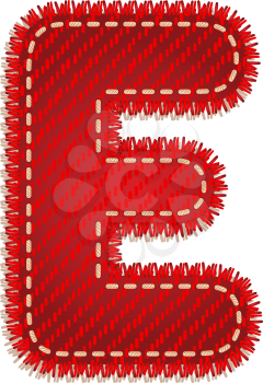 Letter E from red textile alphabet