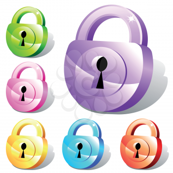 Set of colorful padlock icons