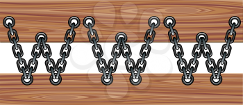Chained www symbol on a wooden planks