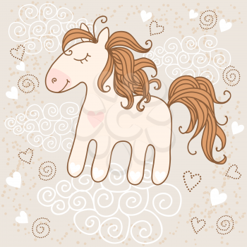 Greeting card with cute horse