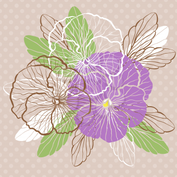 Decorative floral background with flowers of pansy