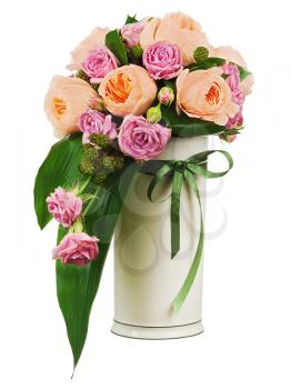 Royalty Free Photo of a Bouquet of Roses in a Container