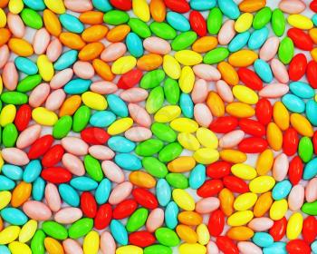 Multi colored candies. Decoration background. Closeup.