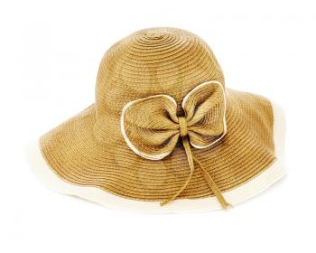 Beautiful summer hat isolated on white background. Closeup.