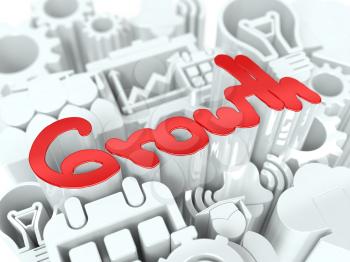 Red Word Growth on White Background. Business Concept for Your Blog or Publication.