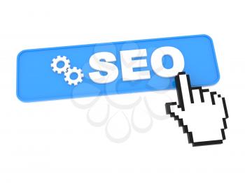 Search Engine Optimization Button and Hand-Shaped Mouse Cursor.