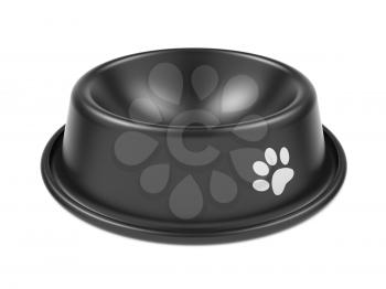 Black Pet Bowl Isolated on White Background.
