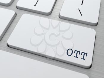 OTT - Information Technology Concept. Button on Modern Computer Keyboard. 3D Render.