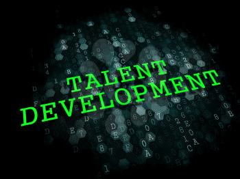 Talent Development. Business Educational Concept. The Word in Light Green Color on Dark Digital Background.
