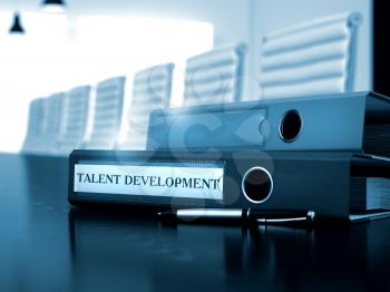 Talent Development - Business Concept. Talent Development - Ring Binder on Working Office Desktop. Talent Development. Concept on Toned Background. 3D.