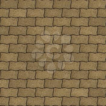 Sand Color Paving Slabs as Wavy Parallelograms. Seamless Tileable Texture.