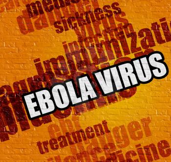 Modern health concept: Ebola Virus on the Yellow Brick Wall . Yellow Wall with Ebola Virus on the it . 