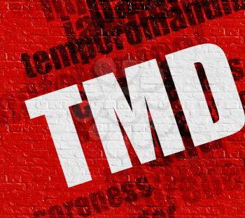 Health concept: Red Brickwall with TMD - Temporomandibular Disorder on it . TMD - Temporomandibular Disorder on the Red Brick Wall . 