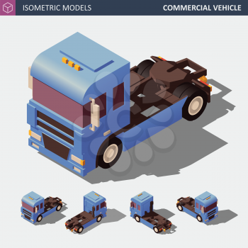 Commercial vehicle used for Transporting Goods or another Specified Purpose. Isometric Vector Illustration. Colorful model in Four Dimensions.