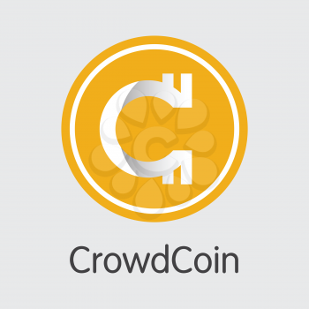 Crowdcoin - Cryptographic Currency Colored Logo. Vector Trading Sign of Cryptocurrency Icon on Grey Background. Vector Symbol CRC.