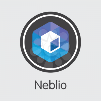 Neblio - Cryptocurrency Concept. Colored Vector Icon Logo and Name of Digital Currency on Grey Background. Vector Trading Sign for Exchange NEBL.