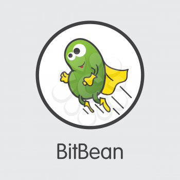 Bitbean - Cryptocurrency Coin Image. Vector Coin Pictogram of Digital Currency Icon on Grey Background. Vector Icon BITB.