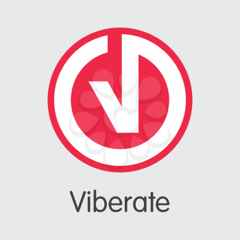 Viberate - Digital Currency Icon. Vector Symbol of Digital Currency Icon on Grey Background. Vector Pictogram VIB.