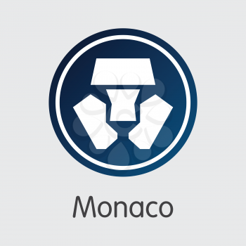 Monaco Finance. Blockchain Cryptocurrency - Vector Coin Symbol. Modern Computer Network Technology Coin Pictogram. Digital Graphic Symbol of MCO. Concept Design Element.