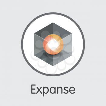 Expanse - Vector Icon of Virtual Currency. Criptocurrency Blockchain Icon on Grey Background. Digital Currency Concept. Vector Trading sign EXP.