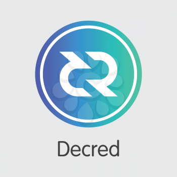 Decred Criptocurrency Blockchain Icon on Grey Background. Virtual Currency. Vector Trading sign - DCR.