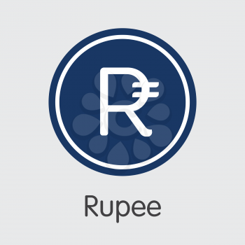 Rupee Vector Trading Sign for Internet Money. Crypto Currency Icon of RUP and Coin Image for using in Web Projects or Mobile Applications.