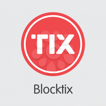 Blocktix - Sign Icon of Fintech Industry, Finance Digitization. Modern Coin Illustration. Premium Quality Web Icon of TIX. Simple Vector Logo of Design for Web Graphics.