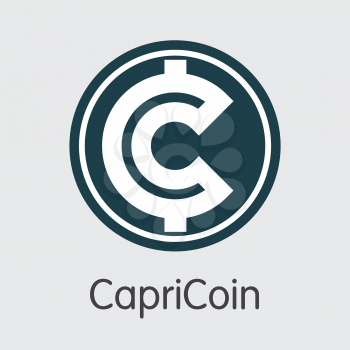 Capricoin Vector Coin Symbol for Internet Money. Blockchain Cryptocurrency Web Icon of CPC and Pictogram Symbol for using in Web Projects or Mobile Applications.