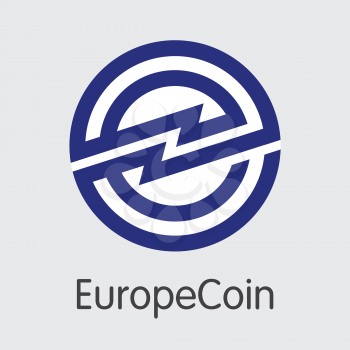Vector Europecoin Blockchain Cryptocurrency Illustration. Mining, Coin, Exchange. Vector Colored Logo of ERC.