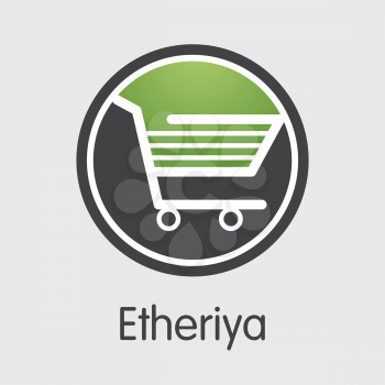 Virtual Currency Etheriya. Net Banking and RIYA Mining Vector Concept. Blockchain Cryptocurrency Mining Finance Sign Icon.