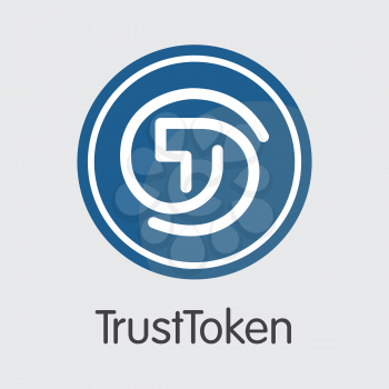 Trusttoken - Crypto Currency Symbol. Vector Trading Sign of Cryptographic Currency Icon on Grey Background. Vector Symbol TUSD.