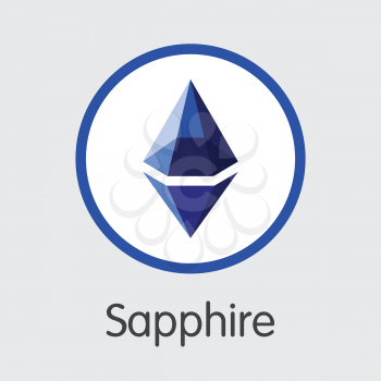 Sapphire Blockchain Based Secure Cryptographic Currency. Isolated on Grey SPH Vector Web Icon.