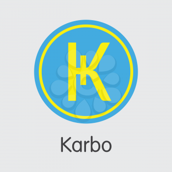 Karbo - Virtual Currency Coin Pictogram. Vector Icon of Cryptocurrency Icon on Grey Background. Vector Coin Pictogram KRB.