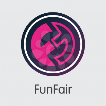 Funfair Vector Pictogram for Internet Money. Cryptocurrency Coin Symbol of FUN and Trading Sign for using in Web Projects or Mobile Applications.