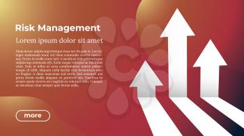 Risk Management - Web Template in Trendy Colors. Business Arrow Target Direction to Growth and Success. Modern Vector Illustration or Design Template.