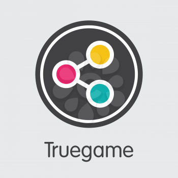 Truegame - Logo of Fintech Industry, Finance Digitization. Modern Coin Symbol. Premium Quality Web Icon of TGAME. Simple Vector Coin Illustration of Design for Web Graphics.