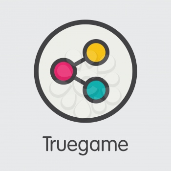 Truegame Finance. Digital Currency - Vector Pictogram Symbol. Modern Computer Network Technology Trading Sign. Digital Element of TGAME. Concept Design Element.
