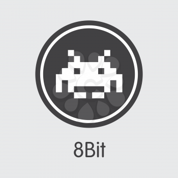 8bit Vector Trading Sign for Internet Money. Crypto Currency Element of 8BIT and Graphic Symbol for using in Web Projects or Mobile Applications.