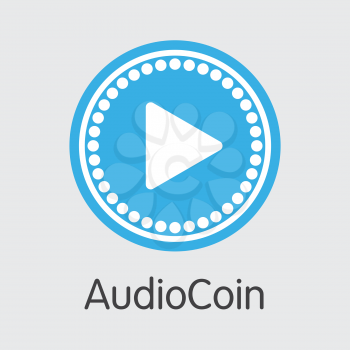 Audiocoin - Blockchain Cryptocurrency Pictogram. Vector Coin Symbol of Crypto Currency Icon on Grey Background. Vector Illustration ADC.